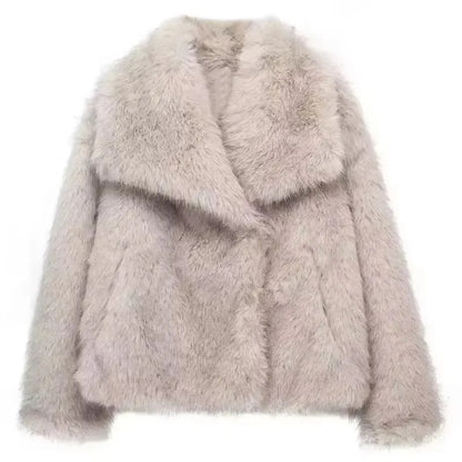 HH Women Faux Fur Coat – Warm Fluffy Jacket