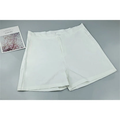 Women's Summer Denim Shorts Set Sleeveless Top & High Waist Shorts