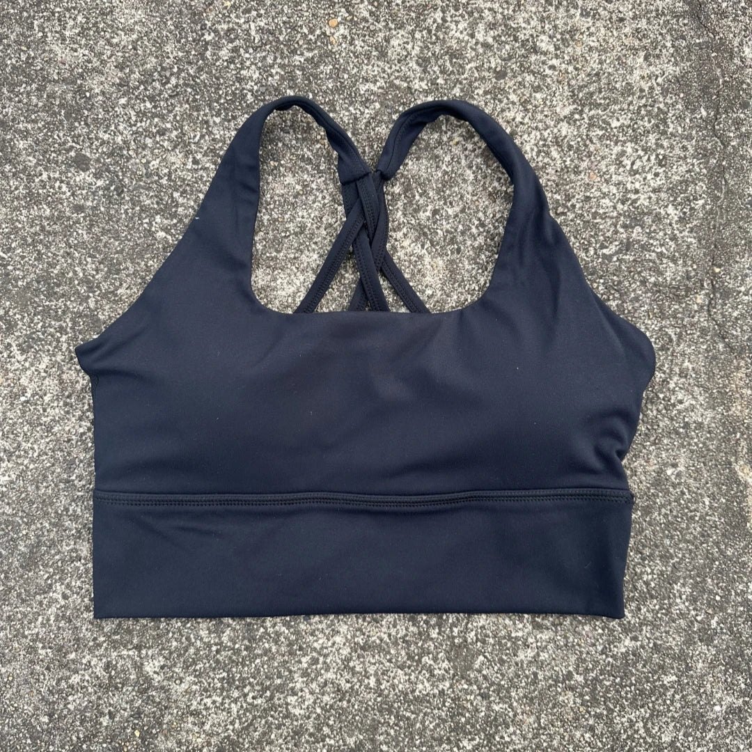 Soft solid yoga bra, shockproof, cross-back fitness top