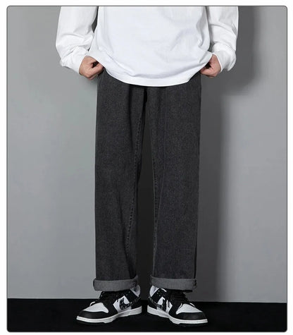 Men's Korean Straight Denim Wide-Leg Jeans