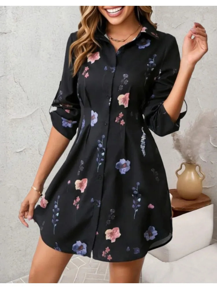Elegant floral long sleeve blouse women office fashion