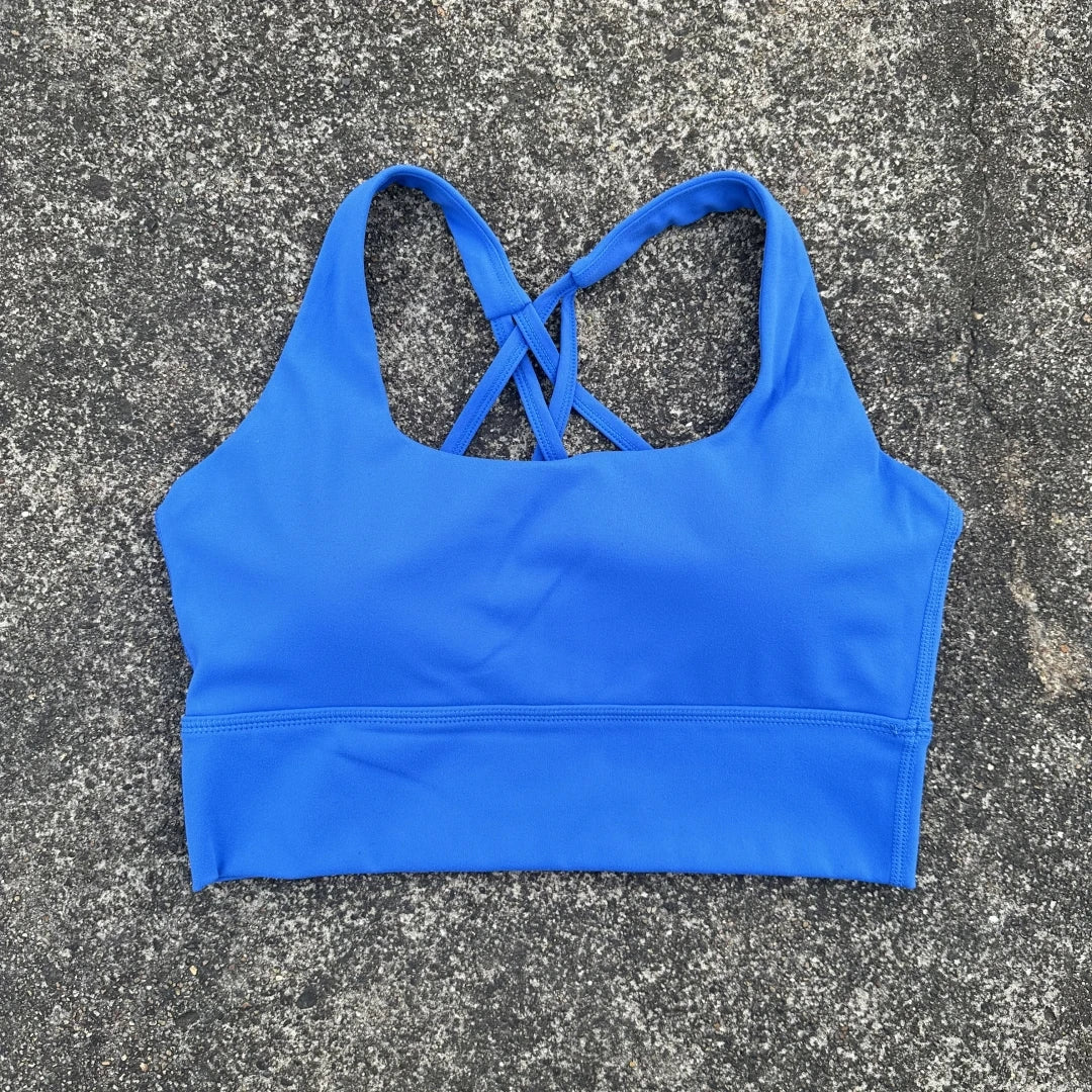 Soft solid yoga bra, shockproof, cross-back fitness top