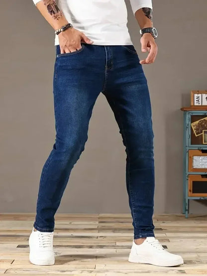Men's Skinny Stretch Jeans – Black & Blue Street Style