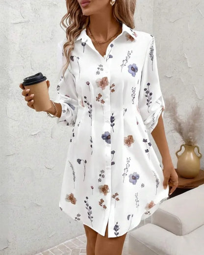Elegant floral long sleeve blouse women office fashion