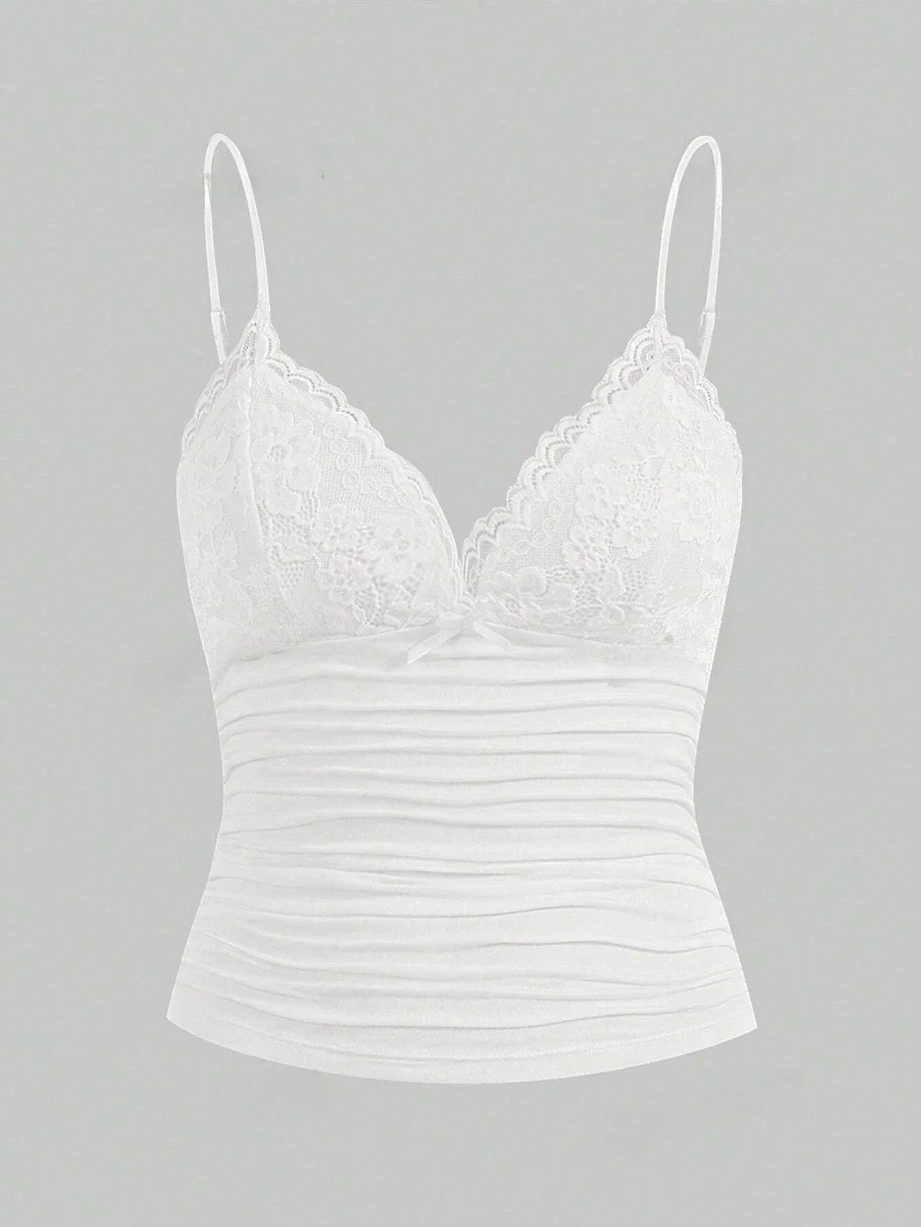 Sexy Lace Bow Crop Cami  Y2K Backless Tee