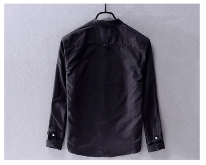 Men’s cotton Oxford shirt, stand collar, casual, comfortable white