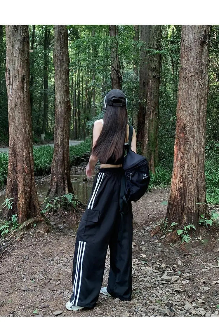 Women Baggy Stripe Cargo Joggers – Y2K Streetwear