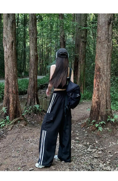 Women Baggy Stripe Cargo Joggers – Y2K Streetwear