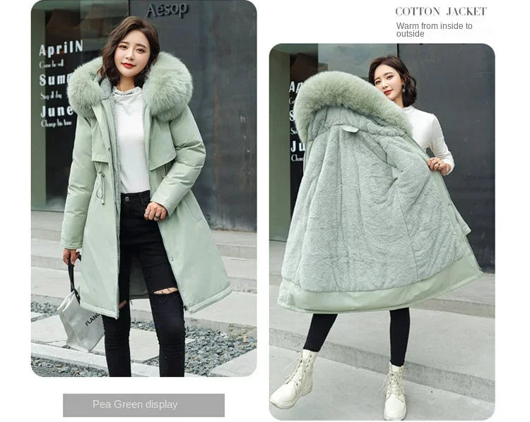 Cozy Winter Jacket, Women Parka, Hooded, Warm, Fur