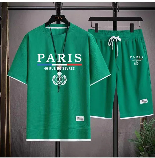 Men's Waffle 2PC Summer Tracksuit – T-Shirt & Shorts