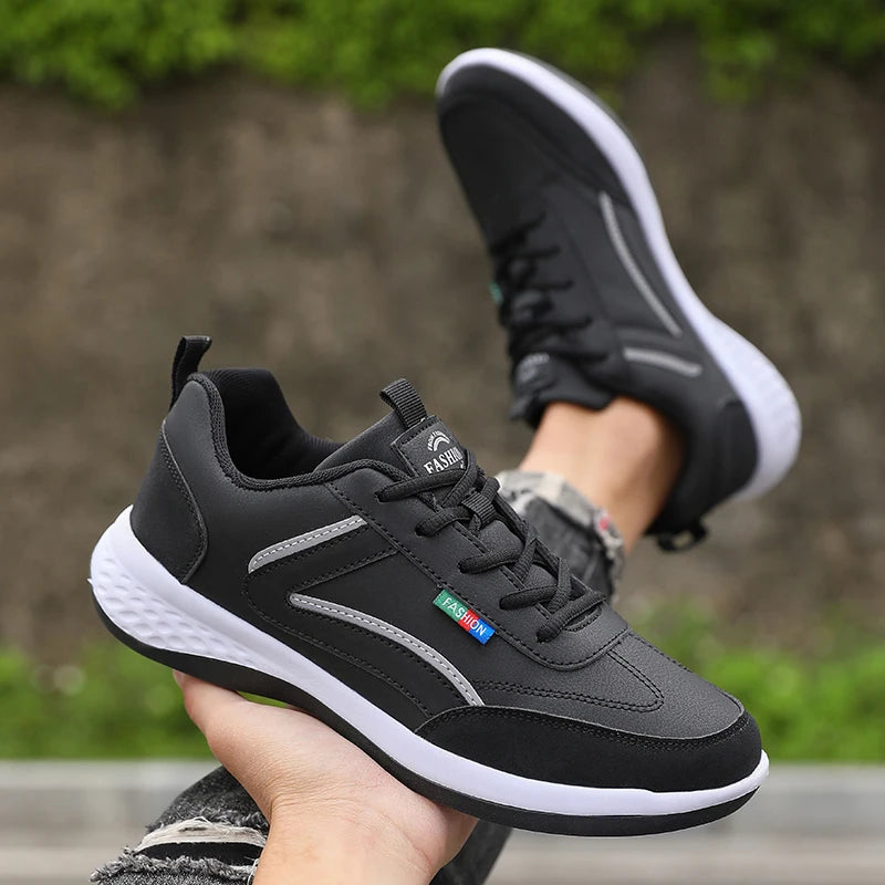 Italian PU leather men's sneakers, breathable summer fashion