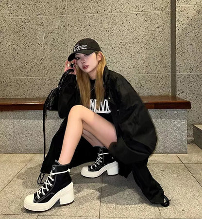 Stylish women’s platform canvas sneakers for casual fashion