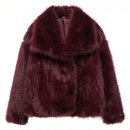 HH Women Faux Fur Coat – Warm Fluffy Jacket