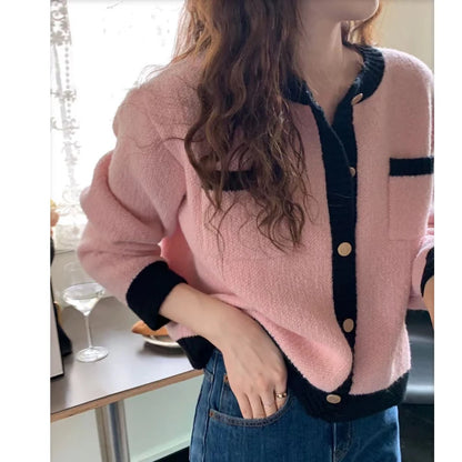 Autumn O-Neck Sweater Cardigan Women Knitted Jacket