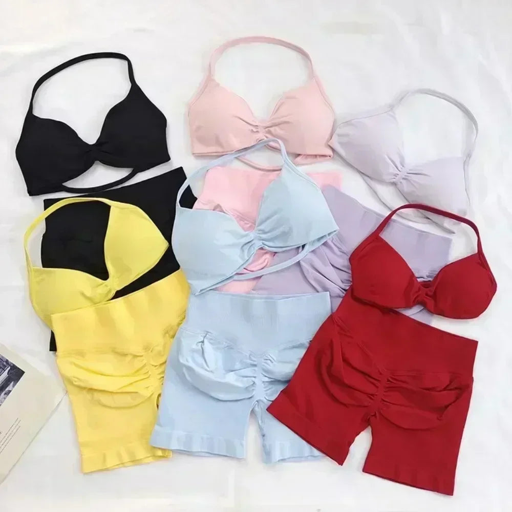 2PCS Women's Yoga Set – Bra & High Waist Shorts