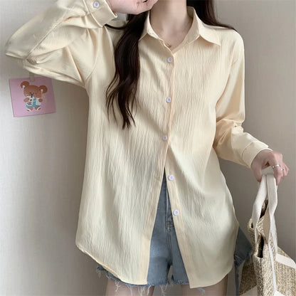 White Button Down Shirt Women Classic Long Sleeve Chic Top