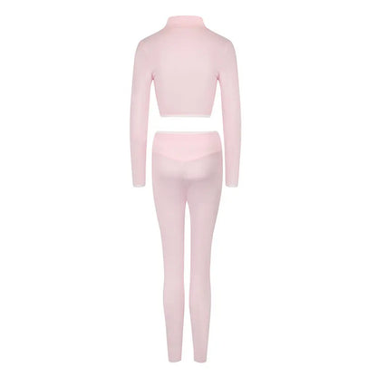 Autumn Women Pink 2-Piece Sports Suit