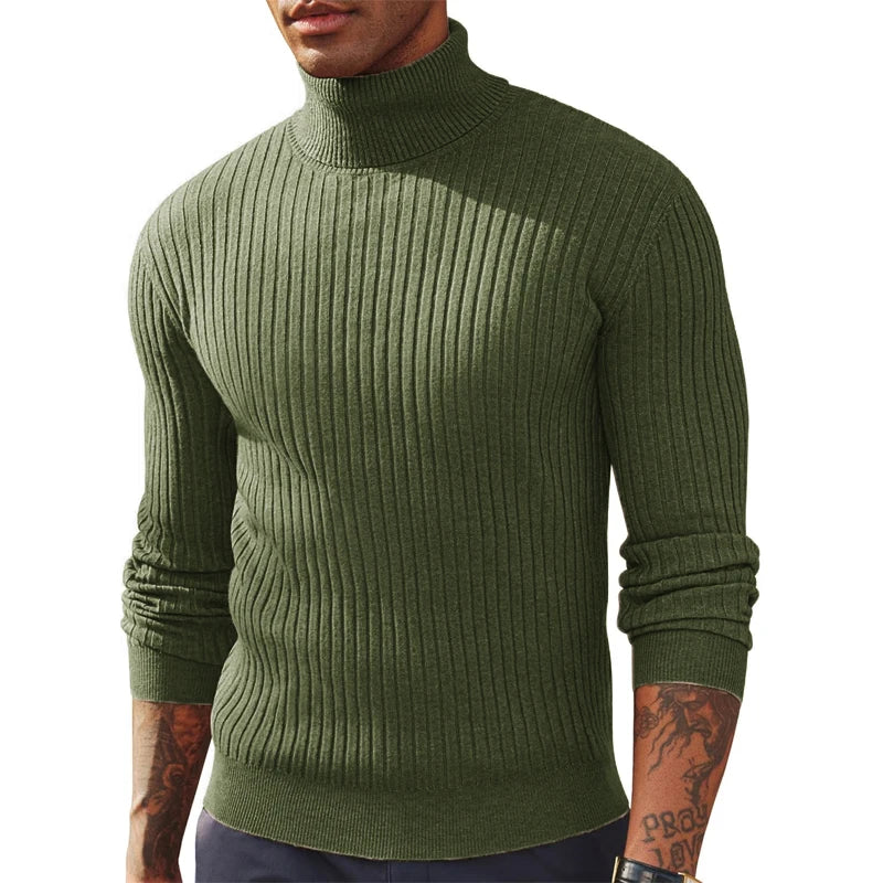 Autumn men’s slim fit turtleneck sweater, warm & thick