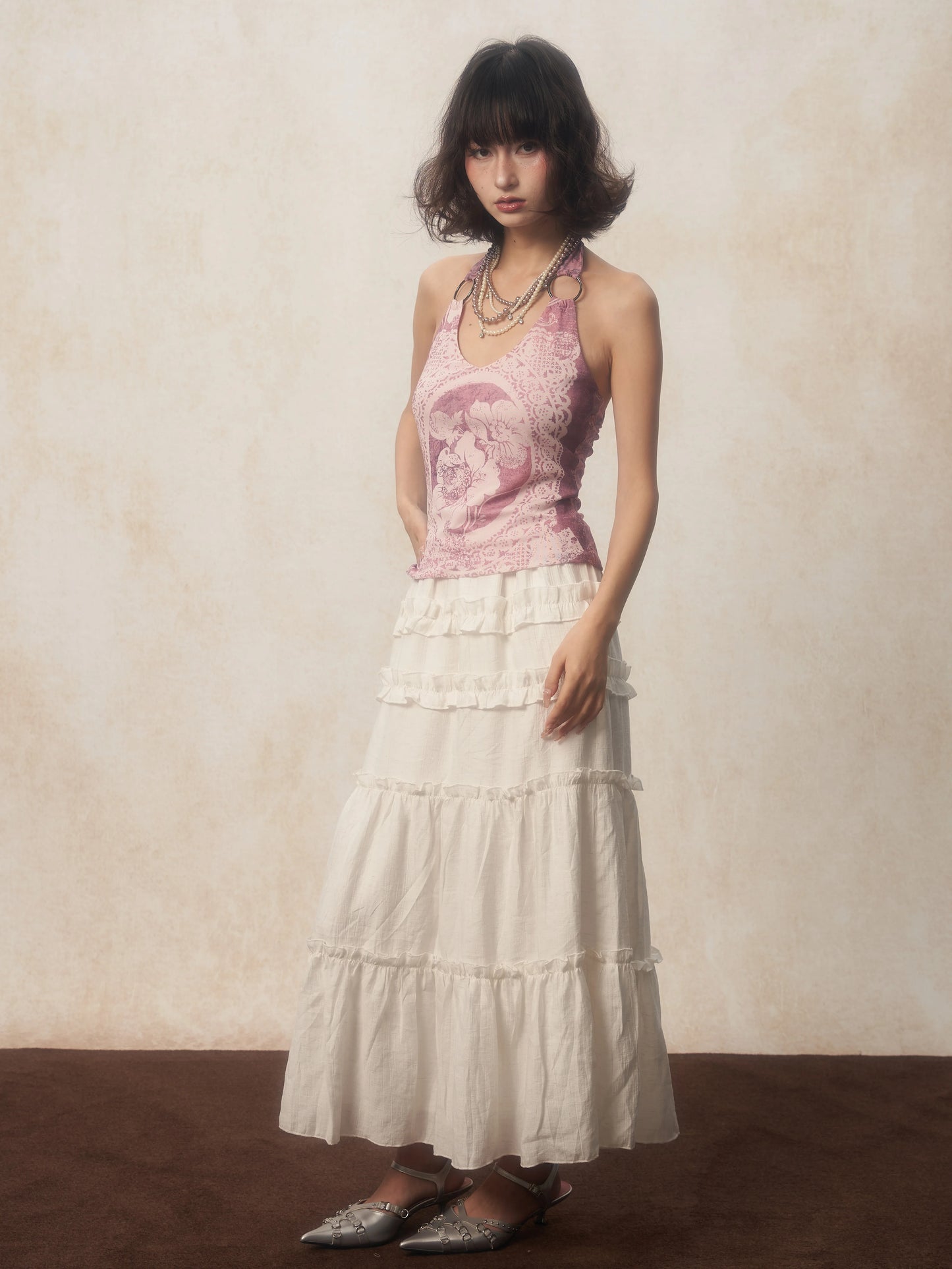 Karrcat Y2K Purple Halter Top – Harajuku Flower Print