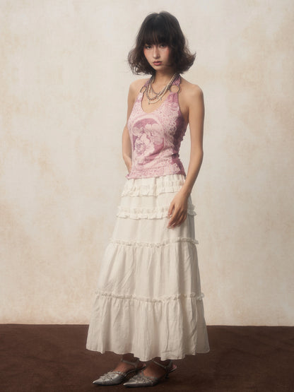 Karrcat Y2K Purple Halter Top – Harajuku Flower Print