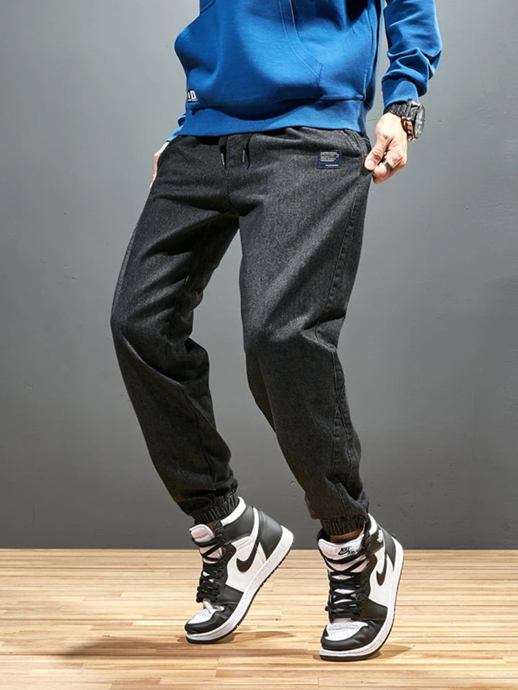 Big size men’s stretch jogger jeans with cargo style