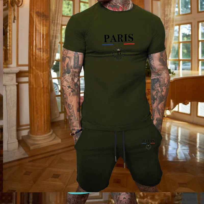 Men's Summer 2-Piece Set Sportswear – T-Shirt & Shorts