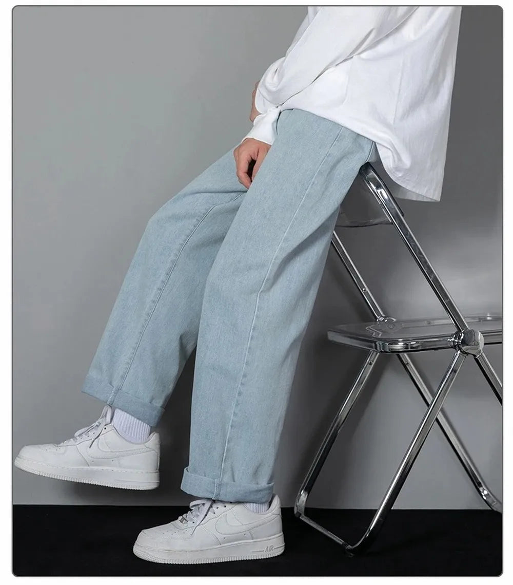 Men's Korean Straight Denim Wide-Leg Jeans