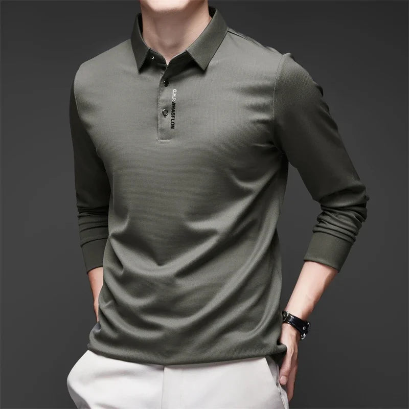 Men's Long Sleeve Polo Shirt Comfortable Fashionable Versatile