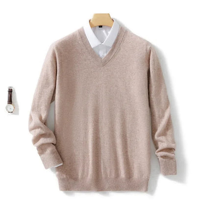 Premium wool V-neck men's sweater soft warm stylish