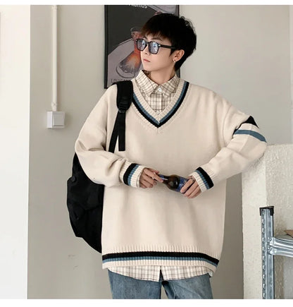 Men's, Korean V-neck Sweater Casual Autumn Winter Comfortable