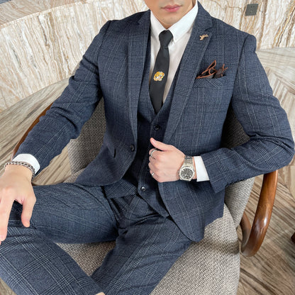 Men's Plaid 3-Piece Suit – Business Casual