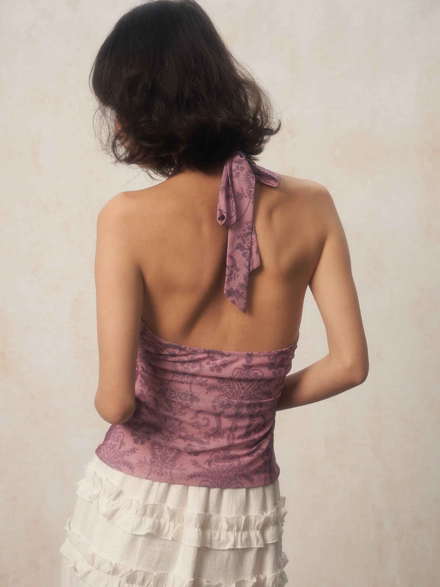 Karrcat Y2K Purple Halter Top – Harajuku Flower Print