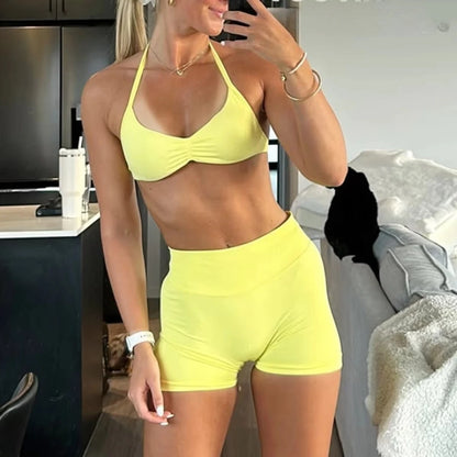 2PCS Women's Yoga Set – Bra & High Waist Shorts