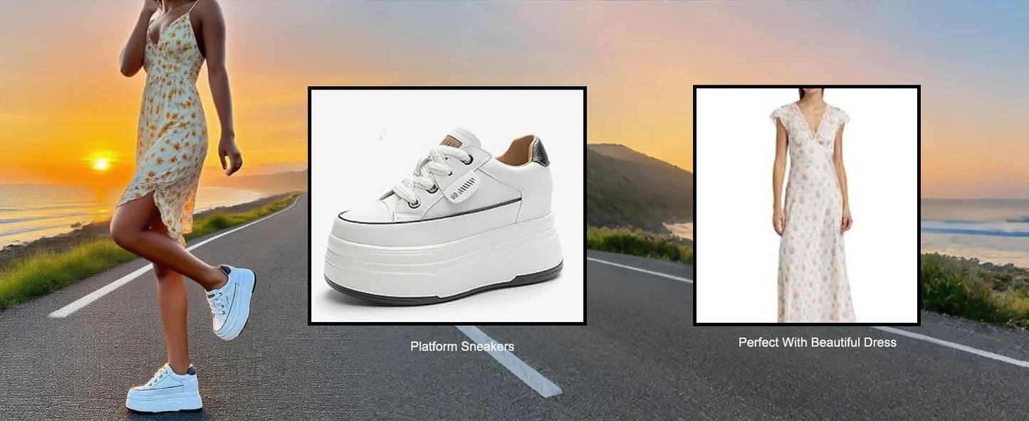 Fujin 9cm cow suede leather women platform wedge shoes, casual summer heels