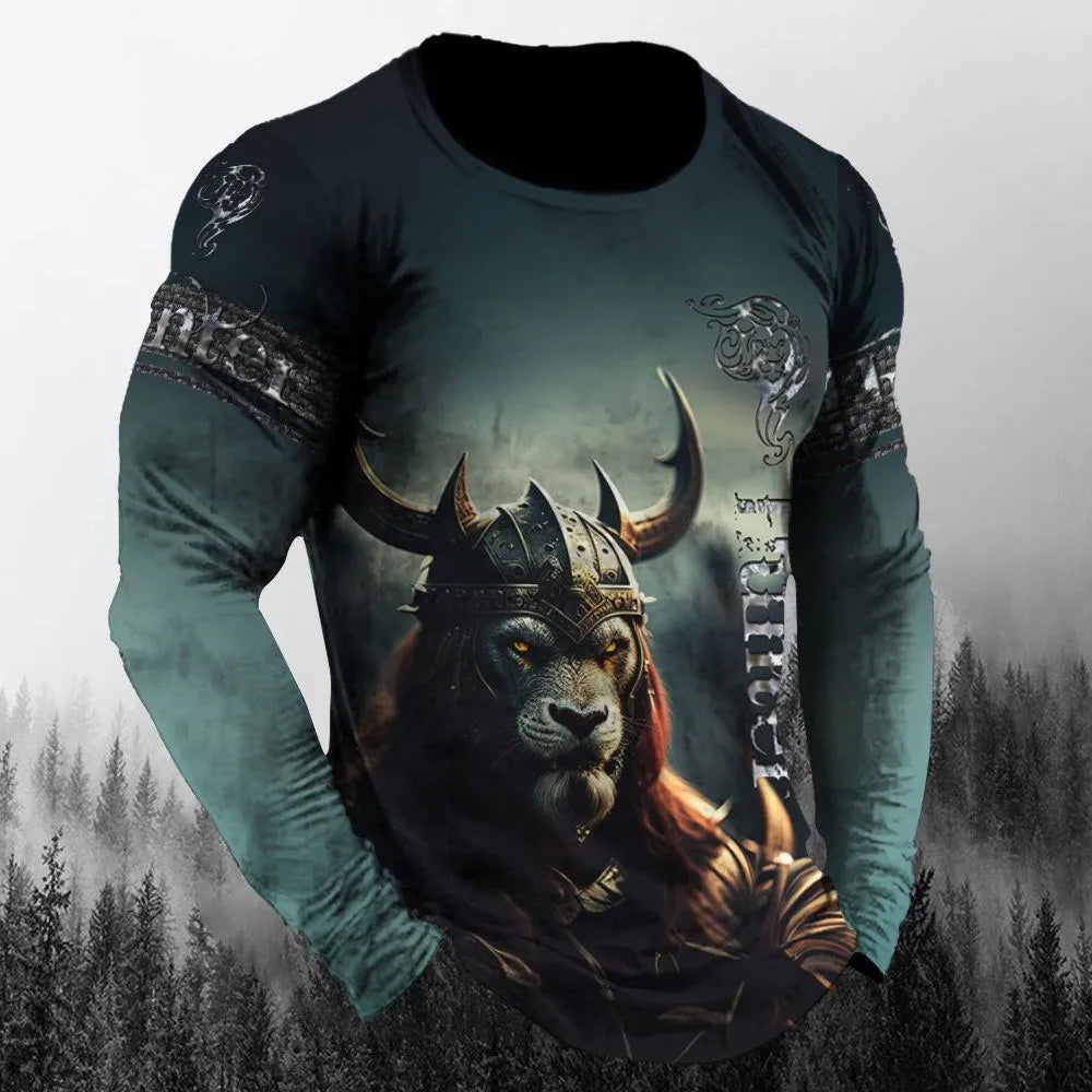 Men’s 3D Animal Wolf Shirt – Trendy Loose Casual Tee