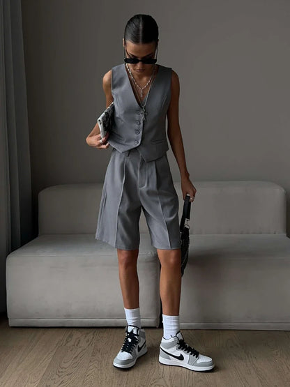 Wolfeel Women's Summer 2-Piece Vest & Shorts Set