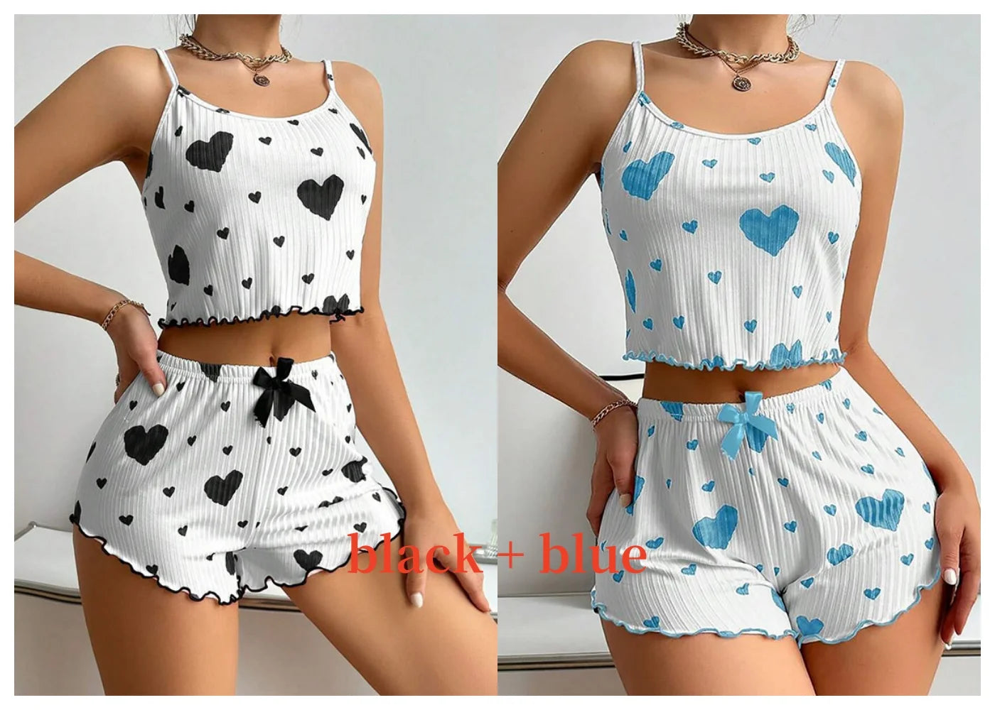 Women's 2PCS Pajamas Set – Soft Tank & Shorts, Love Print