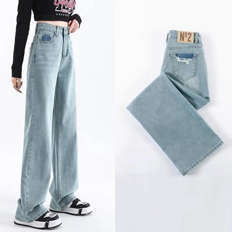 Korean High Waist Wide Leg Jeans for Women
