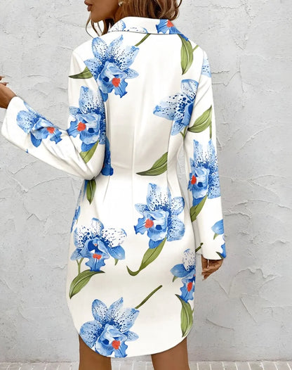 Elegant floral long sleeve blouse women office fashion