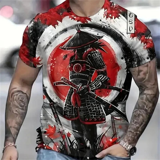 J3D Samurai Graphic Tee - Men’s Summer Street Harajuku T-Shirt