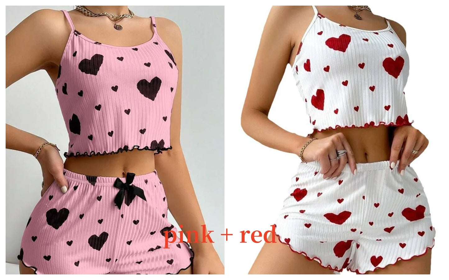 Women's 2PCS Pajamas Set – Soft Tank & Shorts, Love Print