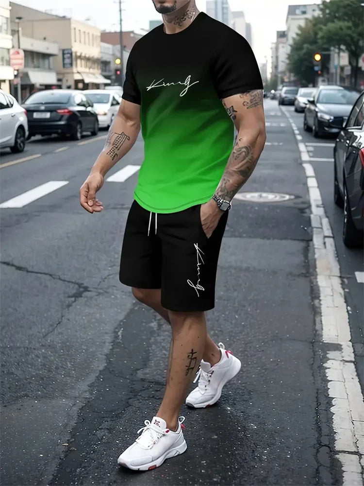 Men's Summer 2-Piece 3D T-Shirt & Shorts Set