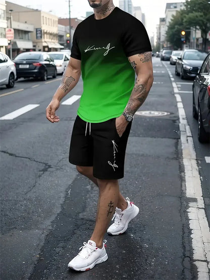 Men's Summer 2-Piece 3D T-Shirt & Shorts Set