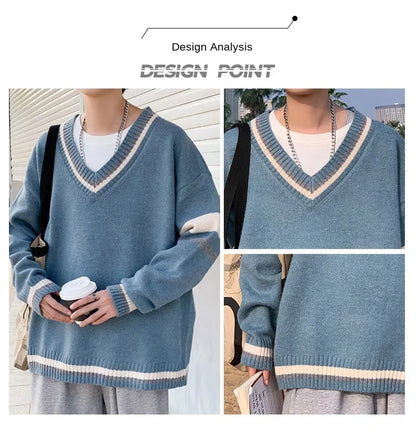 Men's, Korean V-neck Sweater Casual Autumn Winter Comfortable