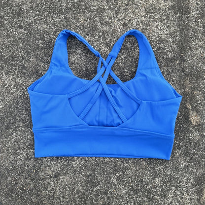 Soft solid yoga bra, shockproof, cross-back fitness top