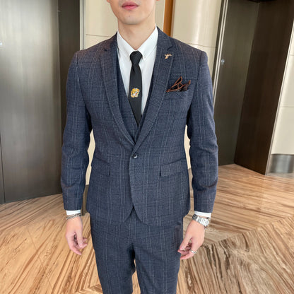 Men's Plaid 3-Piece Suit – Business Casual