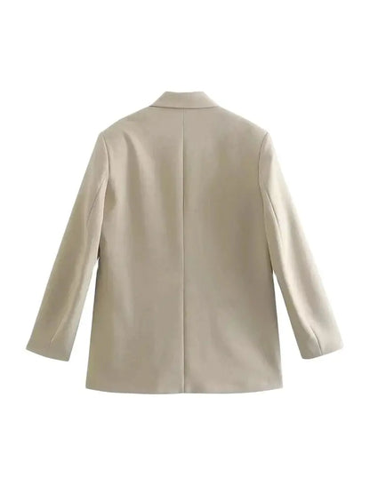 TRZA Women’s Elegant Blazer Coat – Double Breasted Loose Fit