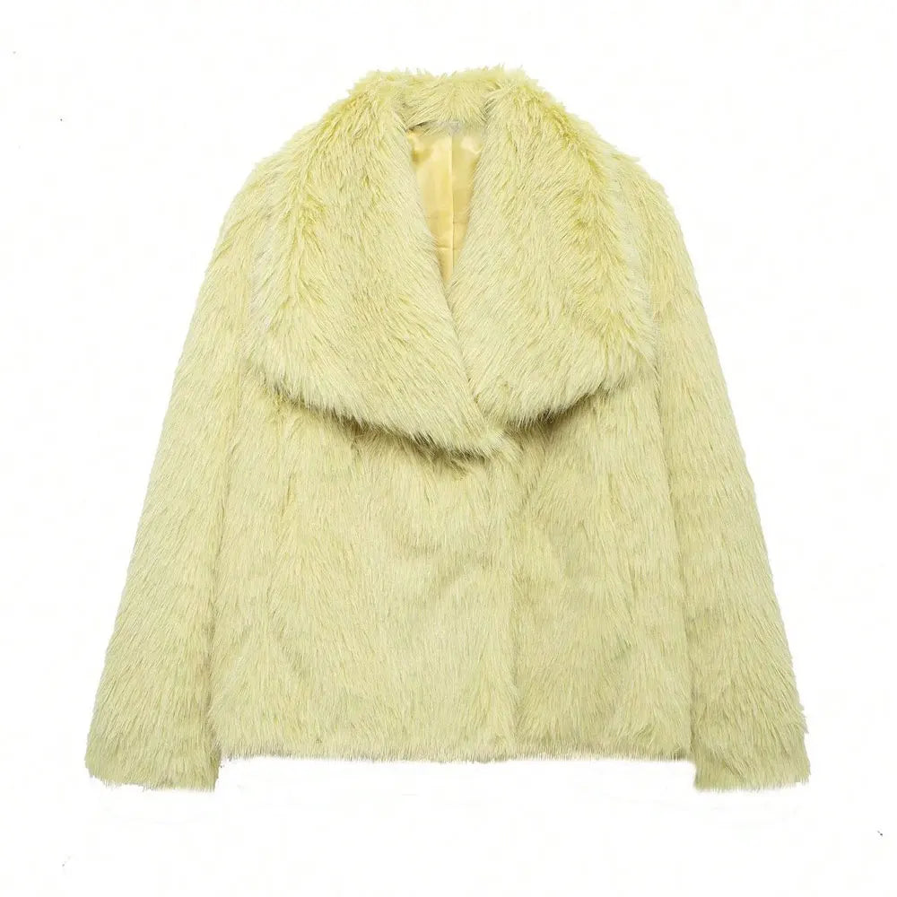 HH Women Faux Fur Coat – Warm Fluffy Jacket