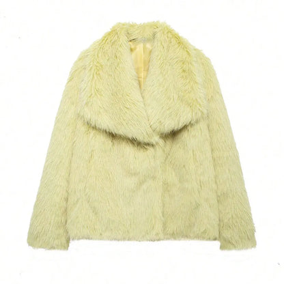 HH Women Faux Fur Coat – Warm Fluffy Jacket