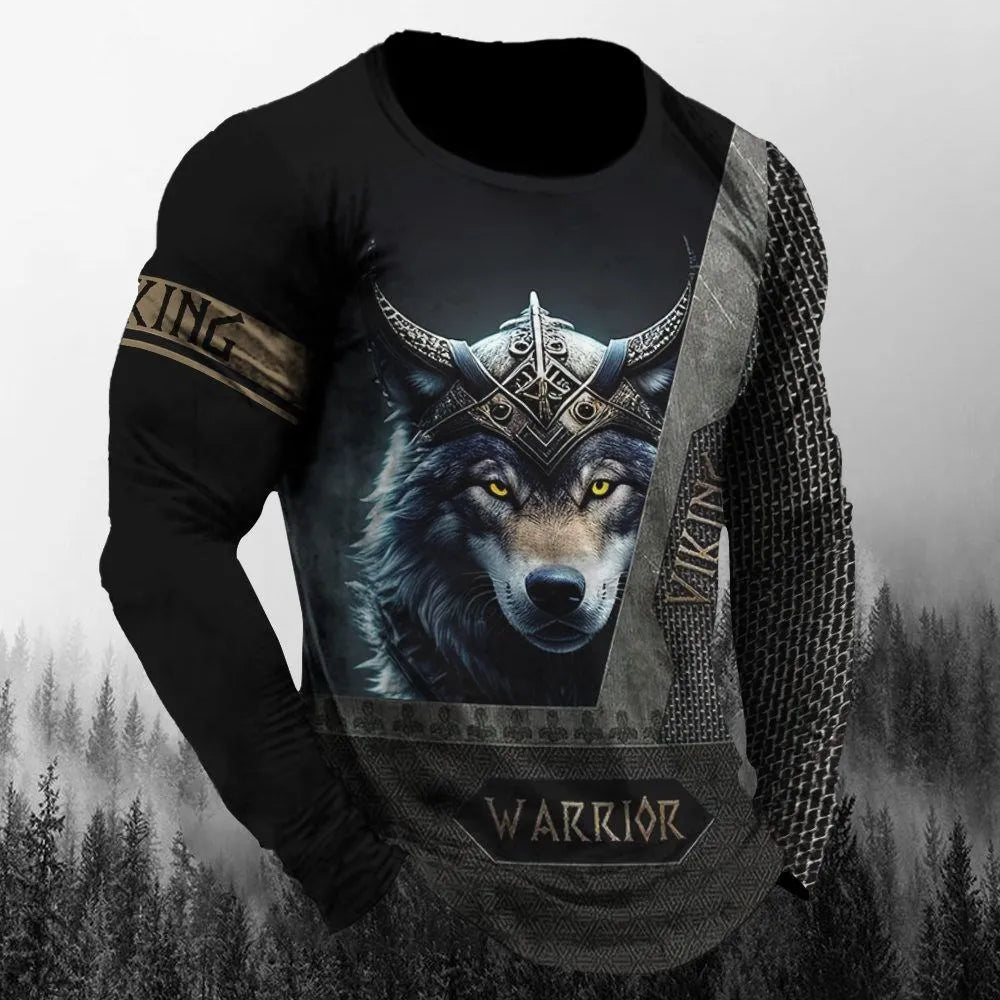 Men’s 3D Animal Wolf Shirt – Trendy Loose Casual Tee